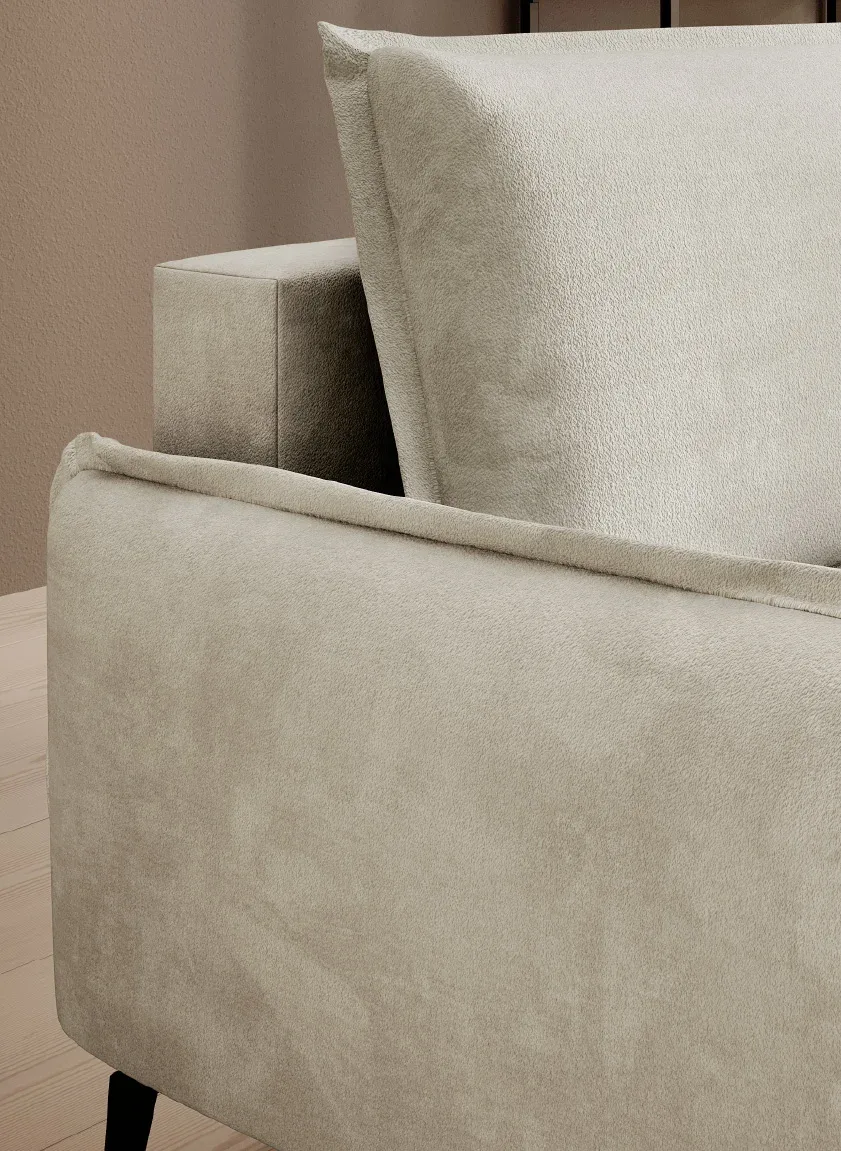 Eckschlafsofa mit Bettkasten GLOSSY – im Raum