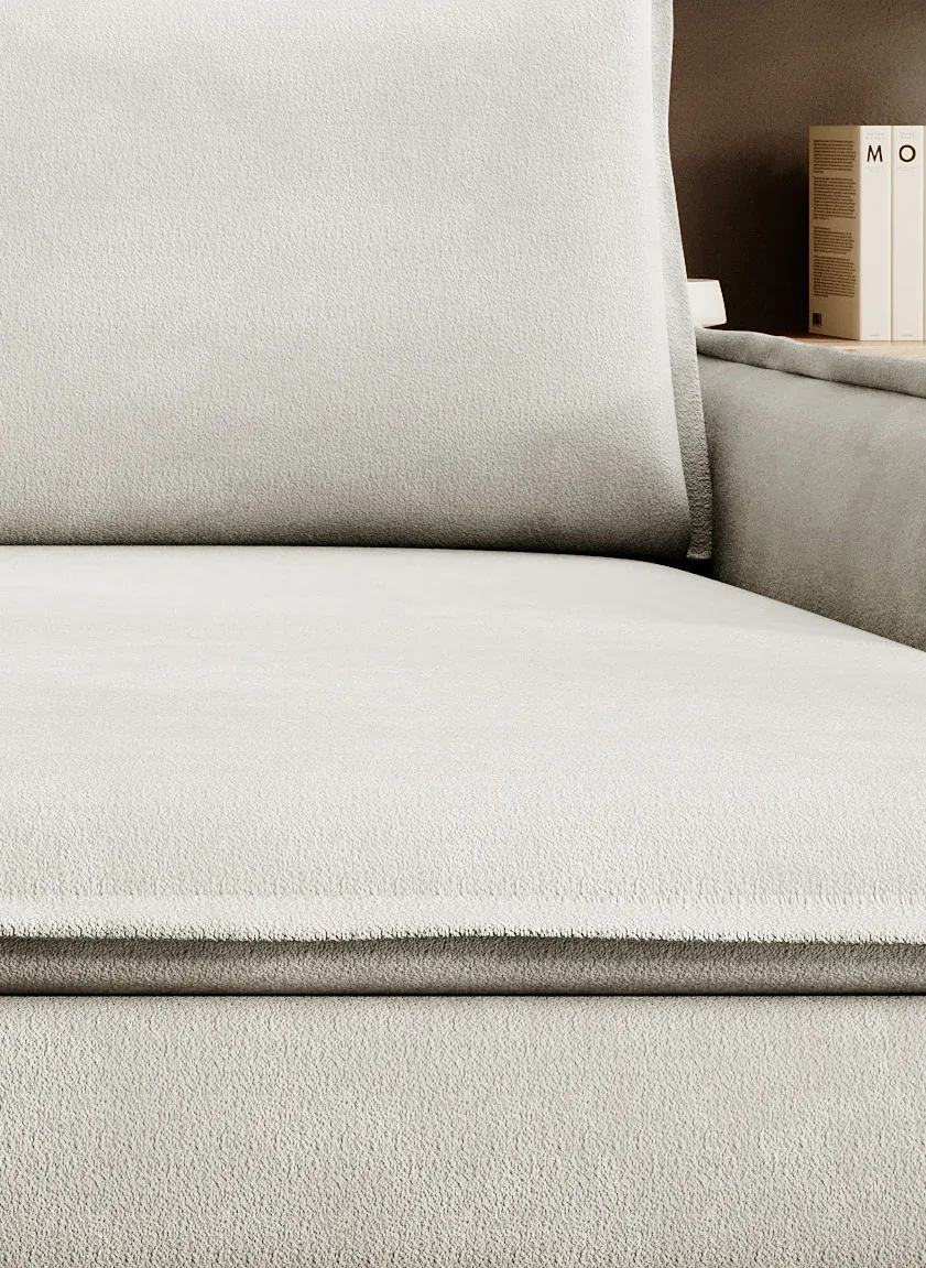 Eckschlafsofa mit Bettkasten GLOSSY – im Raum