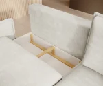 Eckschlafsofa mit Bettkasten GLOSSY – im Raum