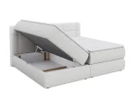 Boxspring-Doppelbett mit Bettkasten GRANDE – Bettkasten geöffnet, auf weißem Hintergrund