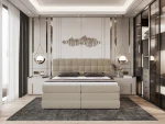 Boxspring-Doppelbett mit Bettkasten GUSTO – im Raum