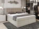 Boxspring-Doppelbett mit Bettkasten GUSTO – Schrägansicht, im Raum