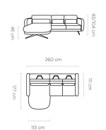 Relax-Ecksofa mit elektrischem Sitz ILUSIO – Maße