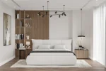 Letto matrimoniale imbottito con contenitore JANE – ambientazione