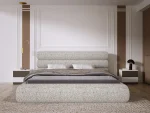 Polster-Doppelbett mit Bettkasten JOLLY – Frontansicht, im Raum