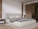 Polster-Doppelbett mit Bettkasten JOLLY – Schrägansicht, im Raum