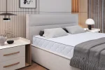 Polster-Doppelbett mit Bettkasten KELLY – Detail, im Raum