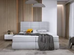 Letto matrimoniale boxspring con contenitore LARGO – vista frontale, ambientazione