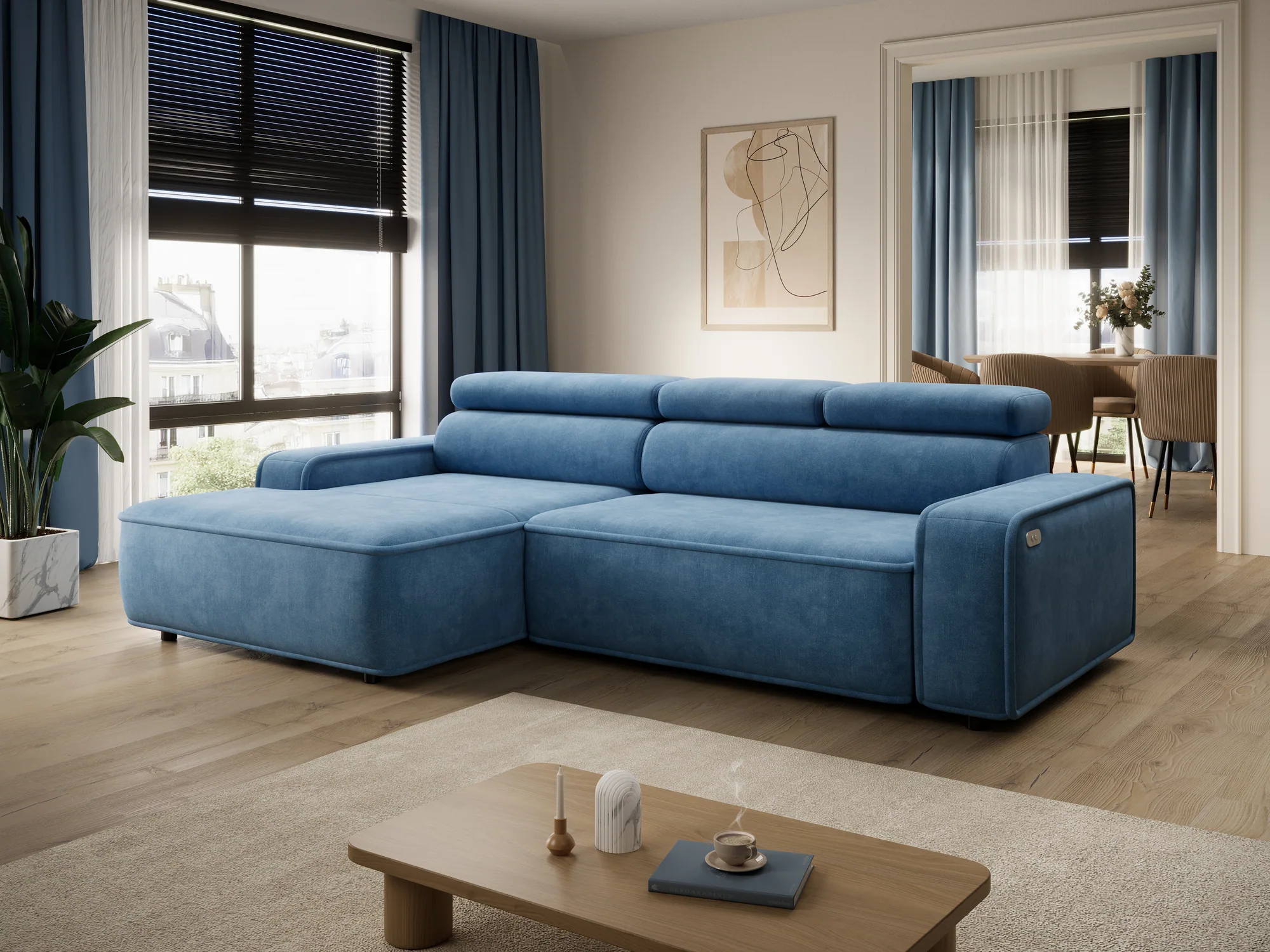 Divano angolare relax con seduta elettrica LIAM S – ambientazione
