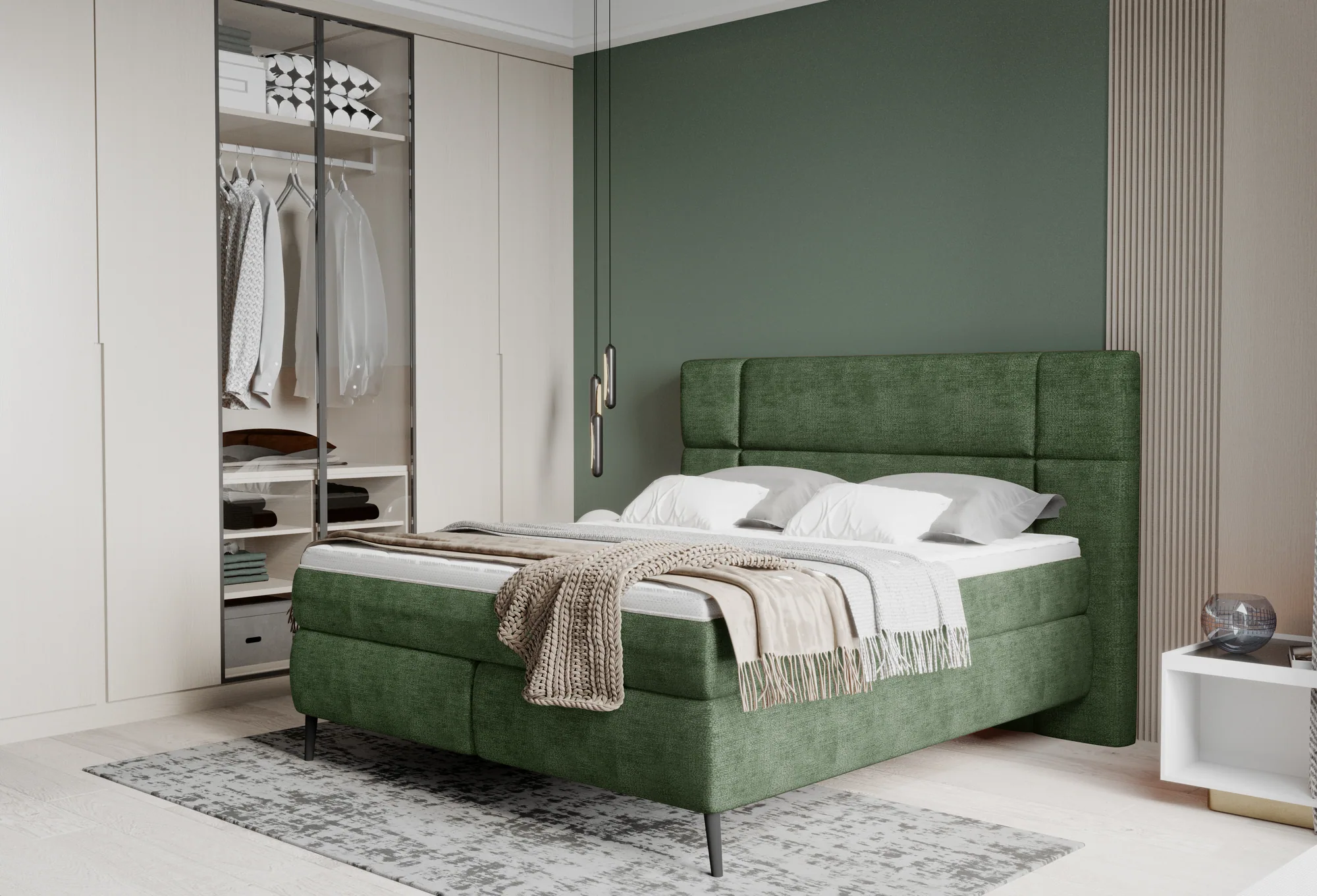Boxspring-Doppelbett LUCIO – im Raum