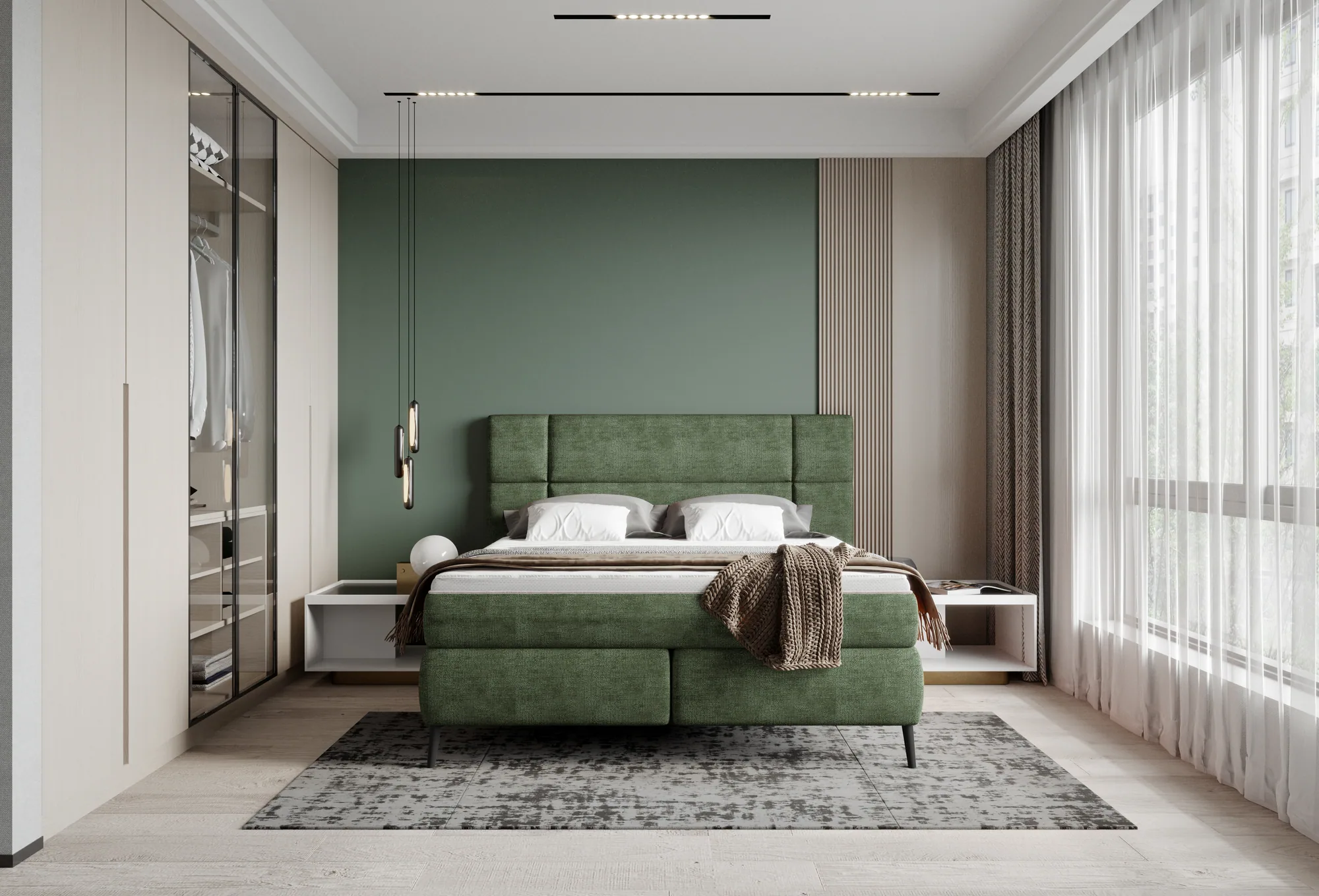 Boxspring-Doppelbett LUCIO – im Raum