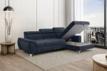 Eckschlafsofa mit Bettkasten LUGANO – Funktion geöffnet, im Raum