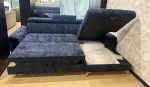 Eckschlafsofa mit Bettkasten LUGANO S in Marineblau – Originalfoto des sofort verfügbaren Exemplars, Showroom Vikado Bozen (5)