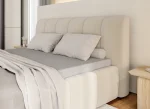 Polster-Doppelbett mit Bettkasten LUNDA – Detail, im Raum