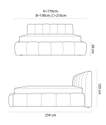 Polster-Doppelbett mit Bettkasten LUNDA – Maße