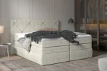 Boxspring-Doppelbett mit Bettkasten LUNGO – im Raum