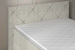 Boxspring-Doppelbett mit Bettkasten LUNGO – Detail, im Raum