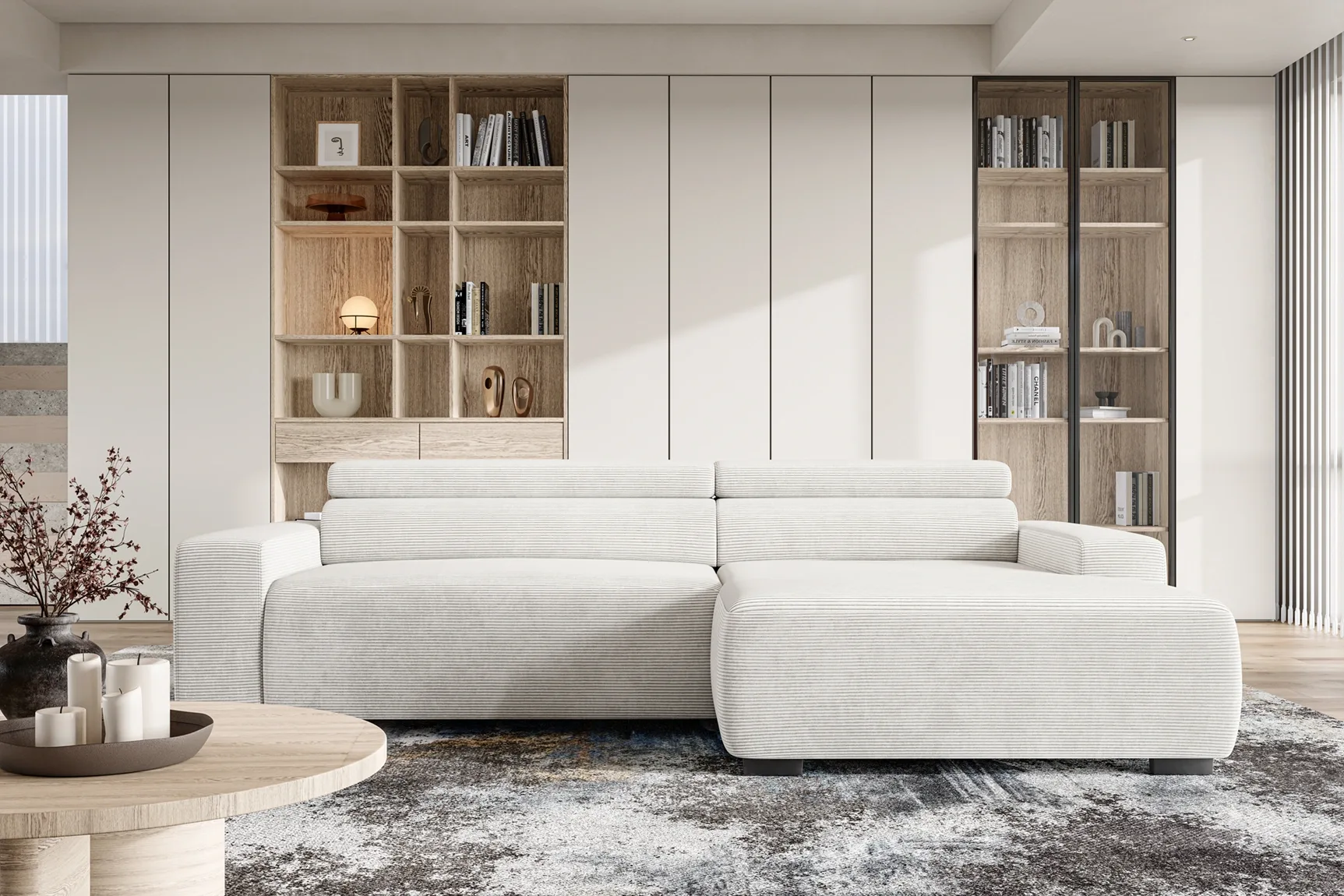 Divano angolare relax con seduta elettrica LYON S – ambientazione