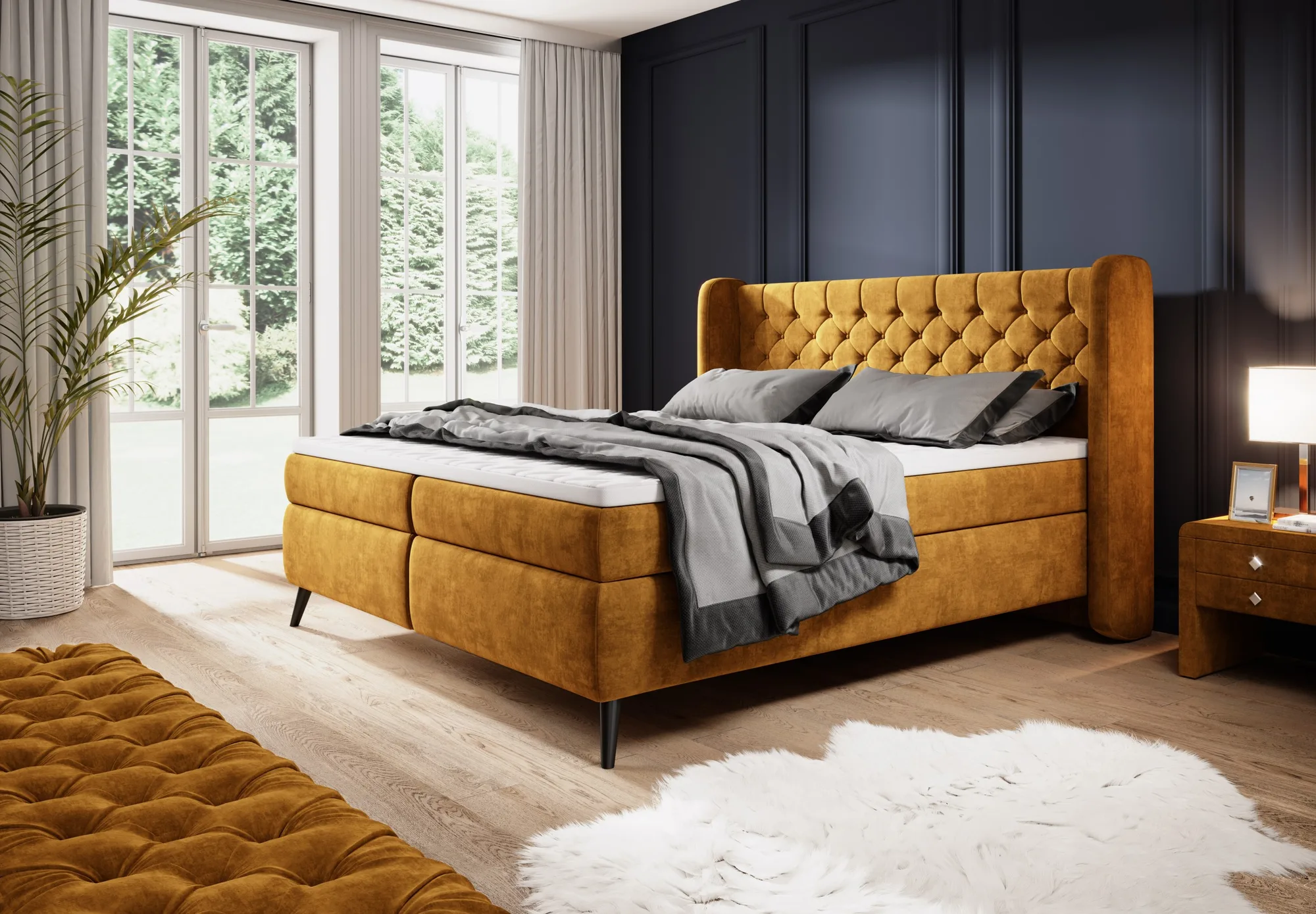 Boxspring-Doppelbett MADISON – im Raum