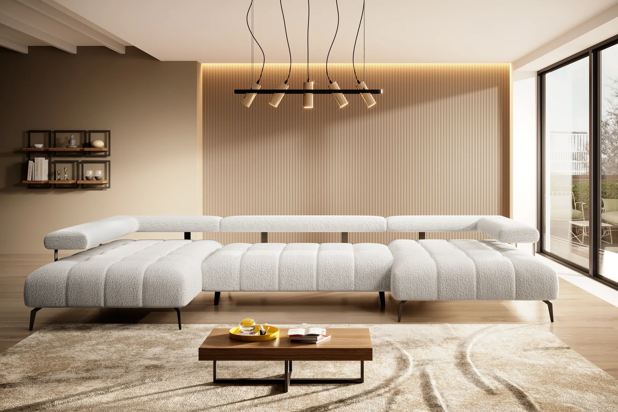 U-förmiges Eckschlafsofa mit elektrischem Sitz MAGNETIC XL – Funktion geöffnet, im Raum