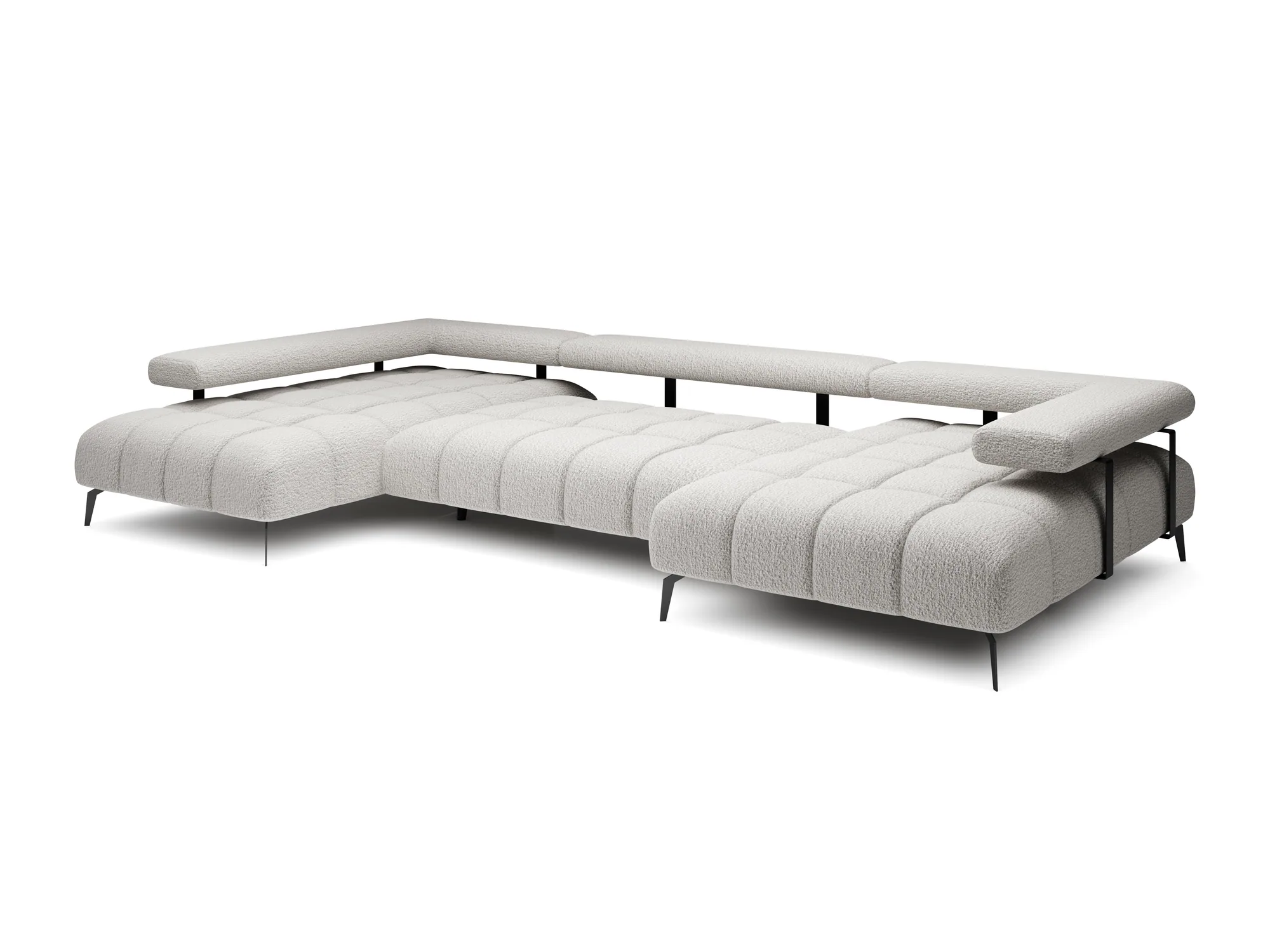 U-förmiges Eckschlafsofa mit elektrischem Sitz MAGNETIC XL – Seitenansicht, auf weißem Hintergrund
