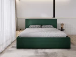 Letto matrimoniale imbottito con contenitore MARIETTA – vista frontale, ambientazione