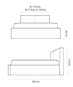 Letto matrimoniale imbottito con contenitore MARIETTA – dimensioni