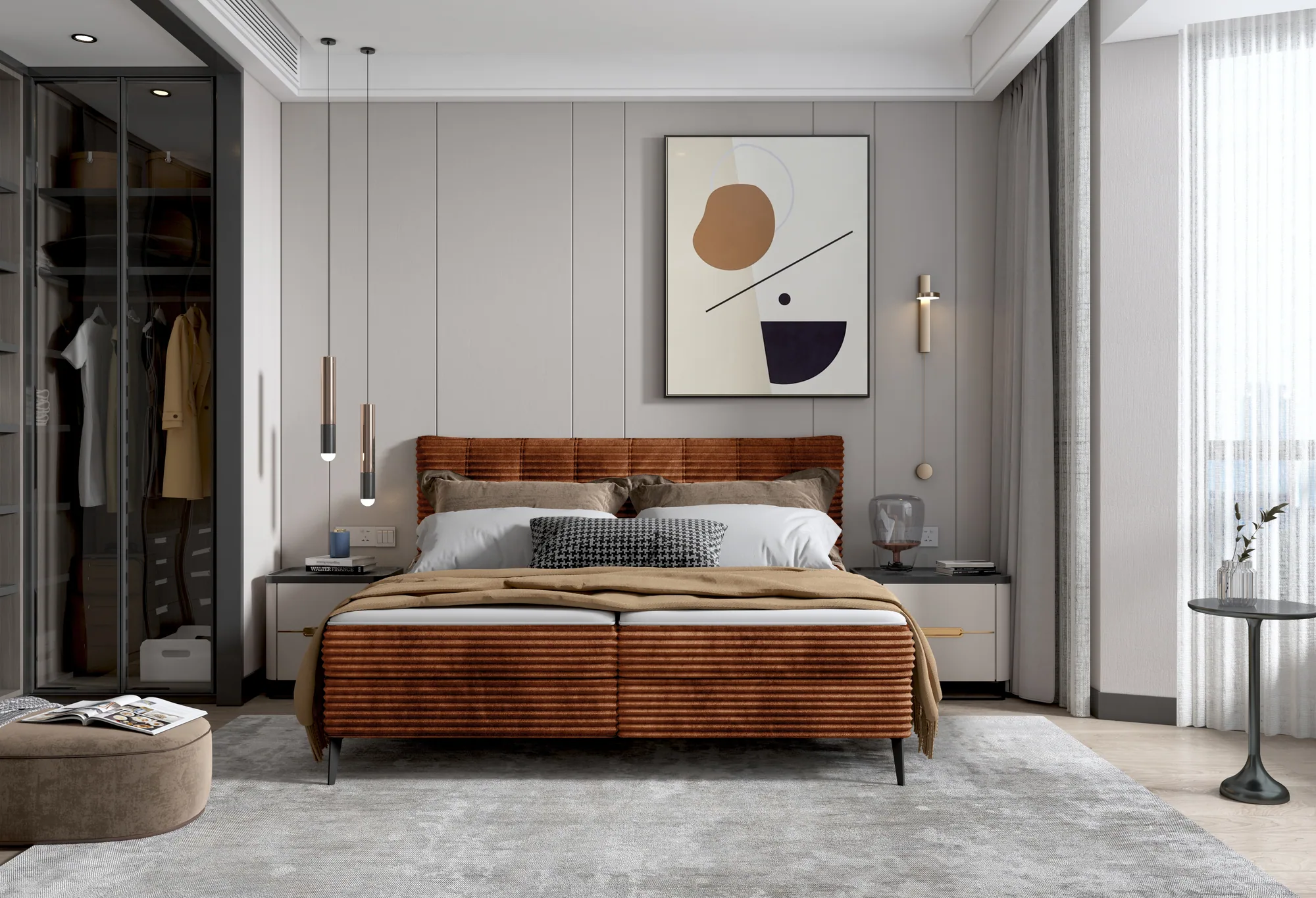 Letto matrimoniale boxspring con contenitore MARTINA – ambientazione