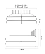 Letto matrimoniale boxspring con contenitore MASSIMO – dimensioni