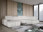 Eckschlafsofa mit elektrischem Sitz und Bettkasten – Schrägansicht, im Raum