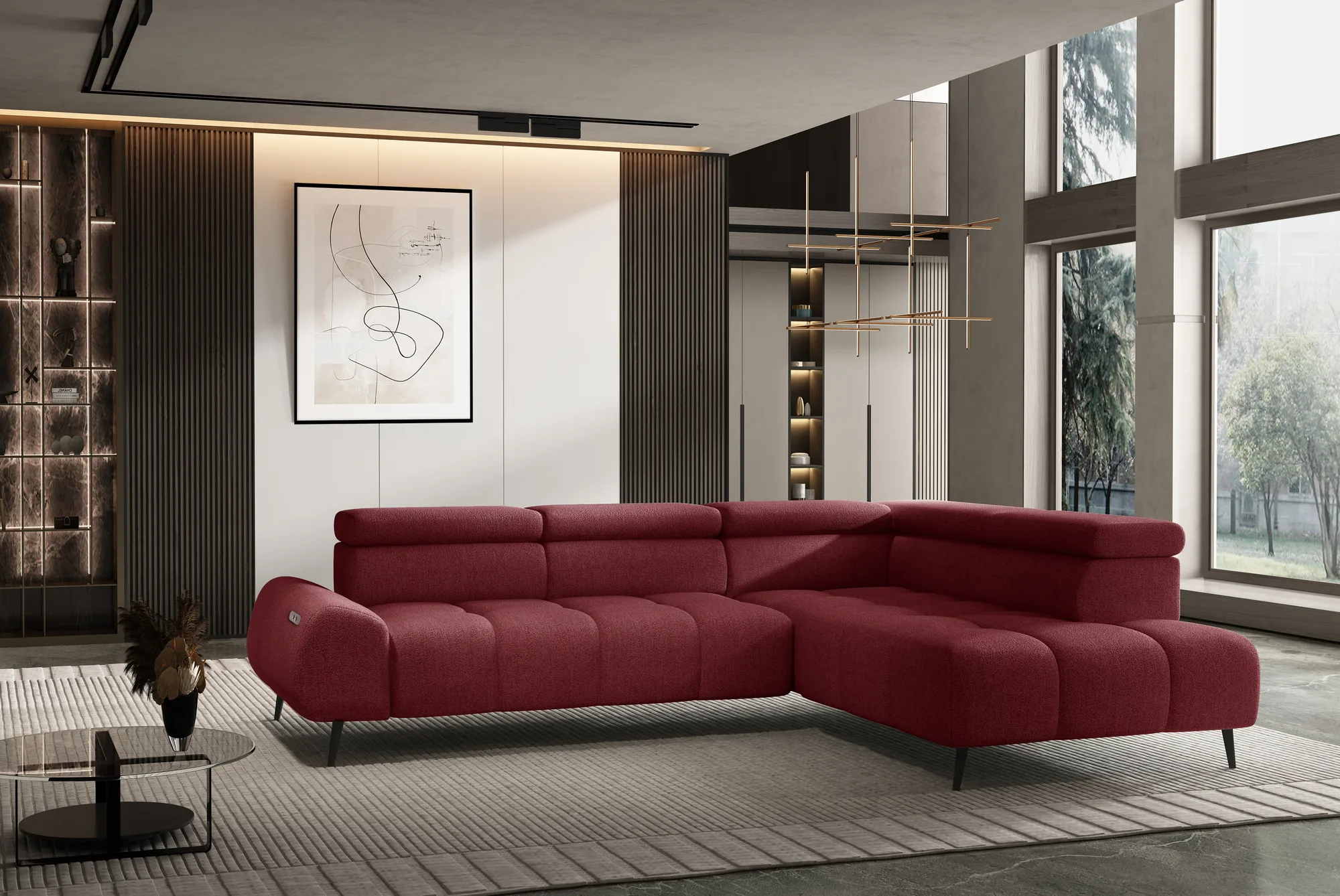 Ecksofa MAVEL L mit ausziehbarem Sitz – im Raum