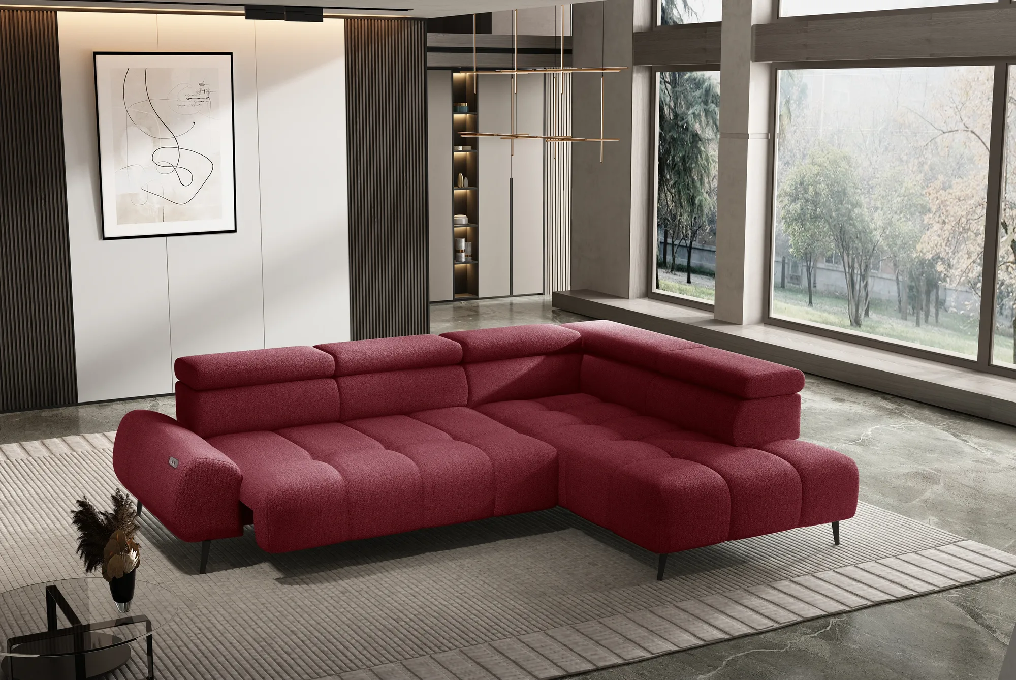 Ecksofa MAVEL L mit ausziehbarem Sitz – im Raum