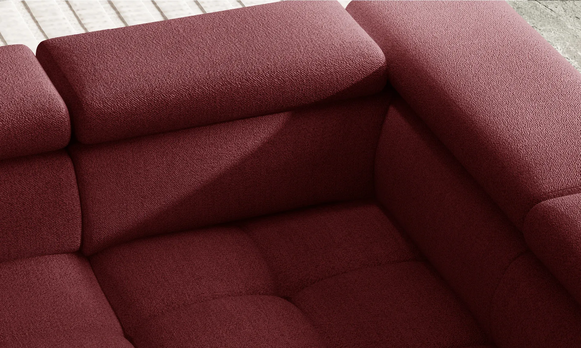 Ecksofa MAVEL L mit ausziehbarem Sitz – im Raum
