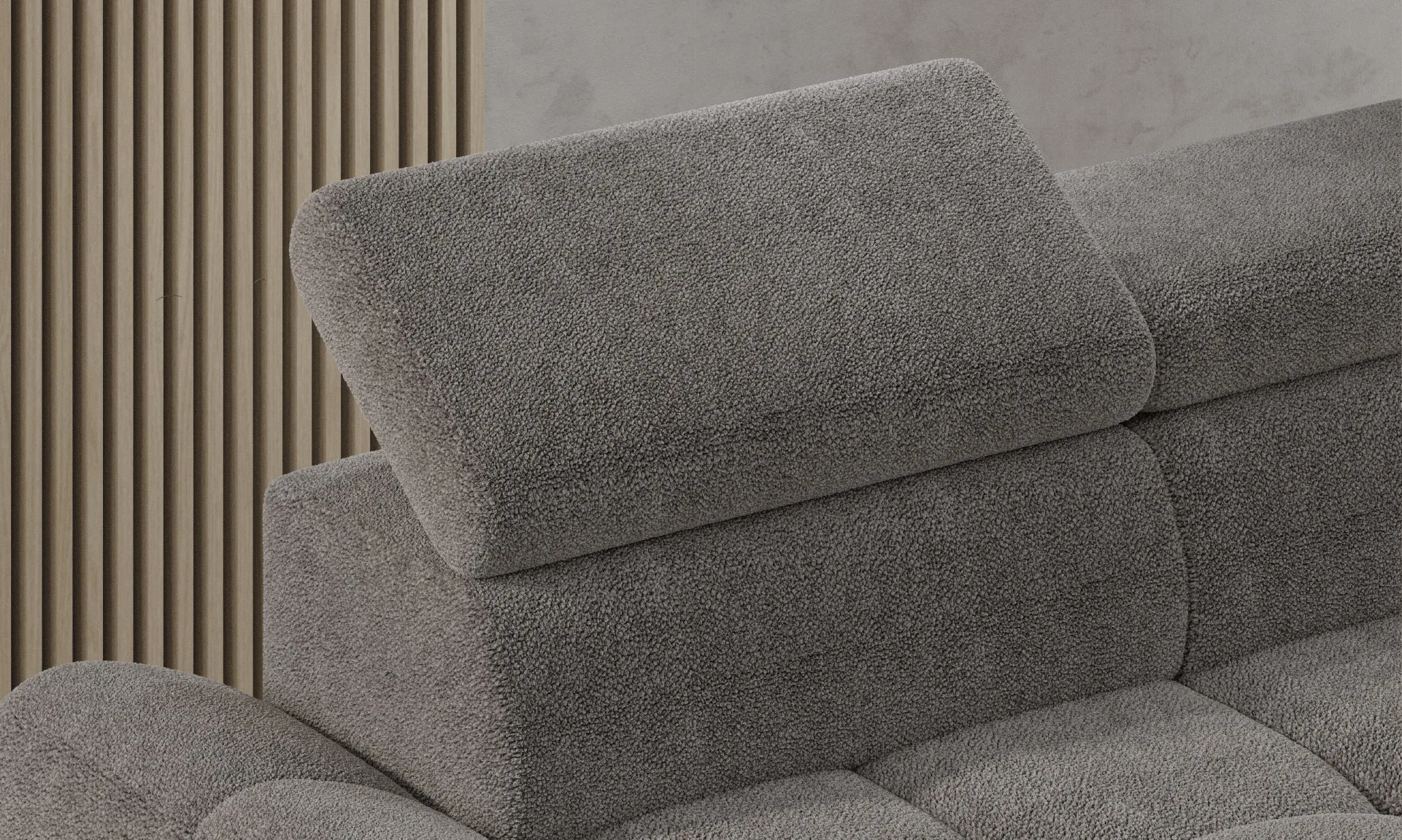 Relax-Ecksofa mit elektrischem Sitz Mavel S – im Raum