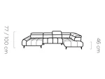 U-förmiges Relax-Ecksofa mit elektrischem Sitz Mavel XL – Maße