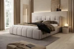 Polster-Doppelbett mit Bettkasten MELISSA – im Raum