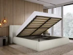 Polster-Doppelbett mit Bettkasten MESSINA – im Raum