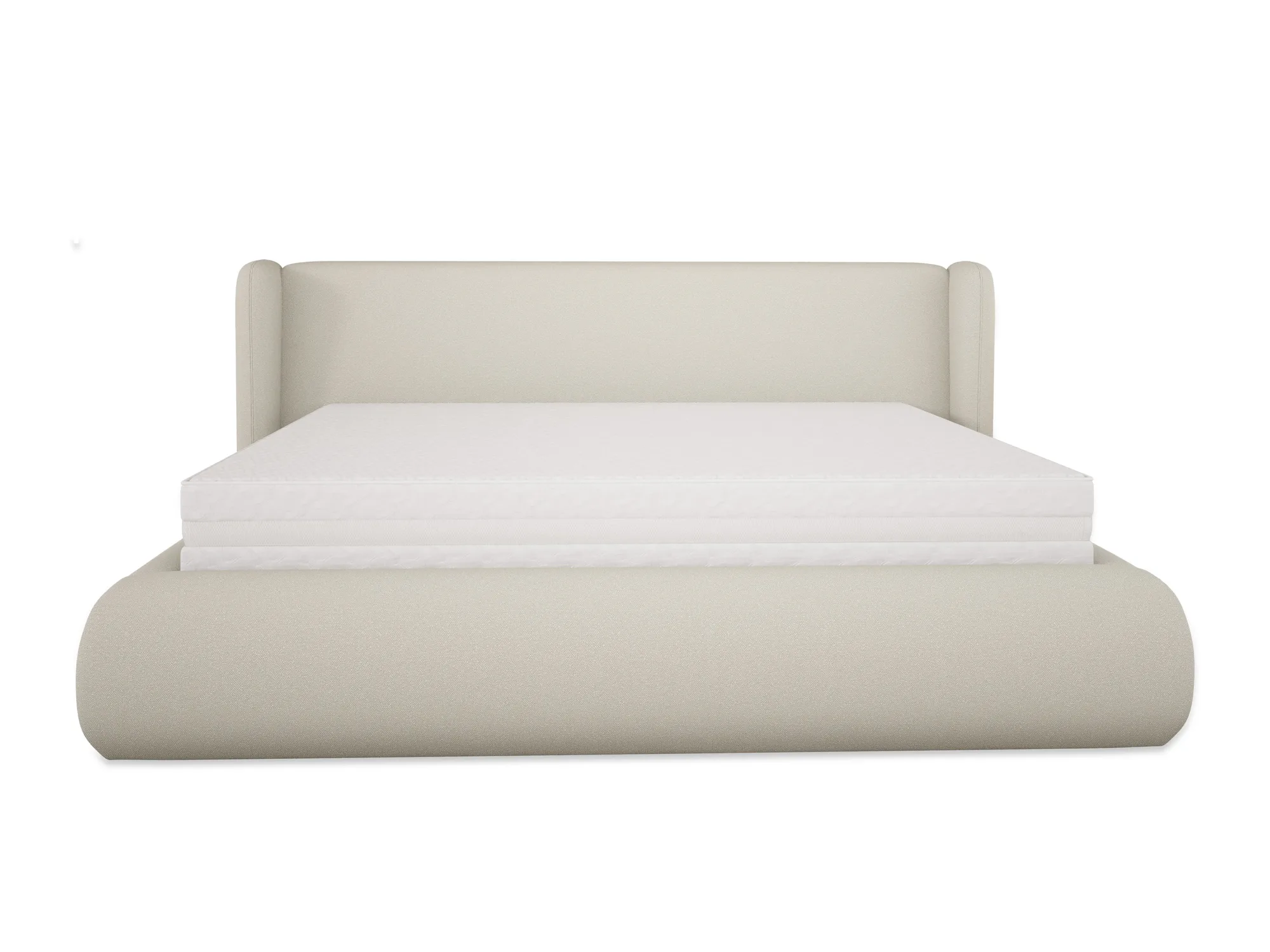 Polster-Doppelbett mit Bettkasten MESSINA – auf weißem Hintergrund
