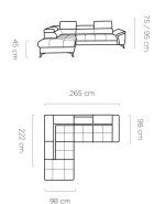 Divano letto angolare con contenitore MOCCA – dimensioni