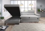 Eckschlafsofa mit Bettkasten MOLINA L – Funktion geöffnet, im Raum