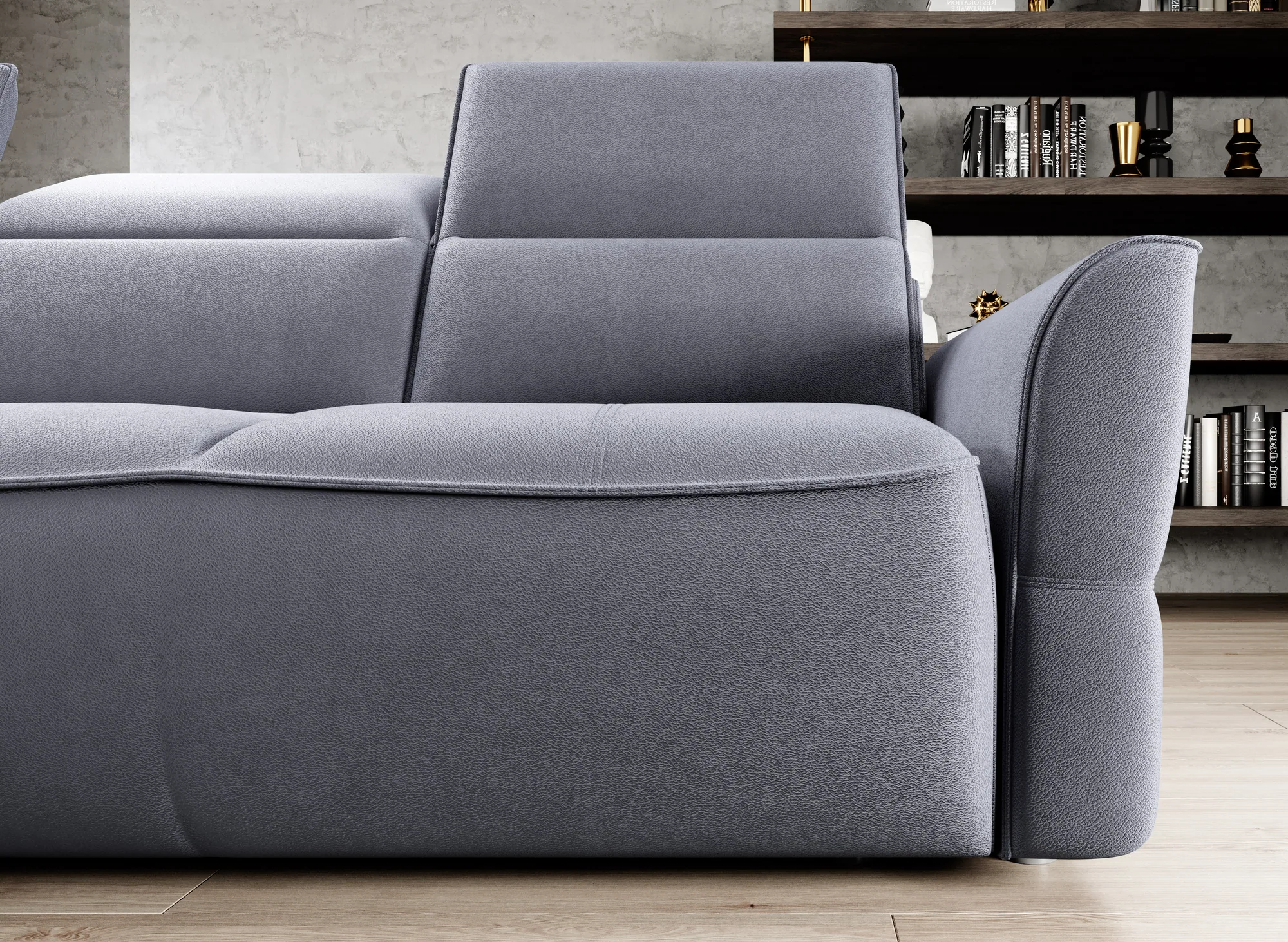 Eckschlafsofa mit elektrischem Sitz und Bettkasten MURILLO MINI – Detail, im Raum