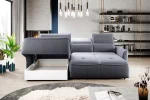 Eckschlafsofa mit elektrischem Sitz und Bettkasten MURILLO MINI – Funktion geöffnet, im Raum