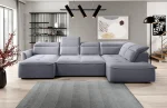 U-förmiges Eckschlafsofa mit elektrischem Sitz und Bettkasten MURILLO XL – Funktion geöffnet, im Raum