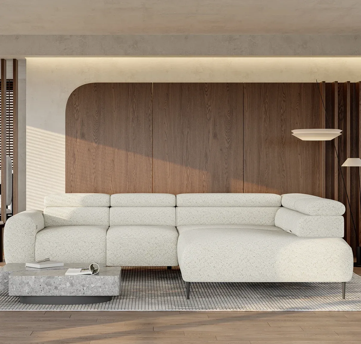 Divano angolare relax con seduta elettrica NALDO L – ambientazione