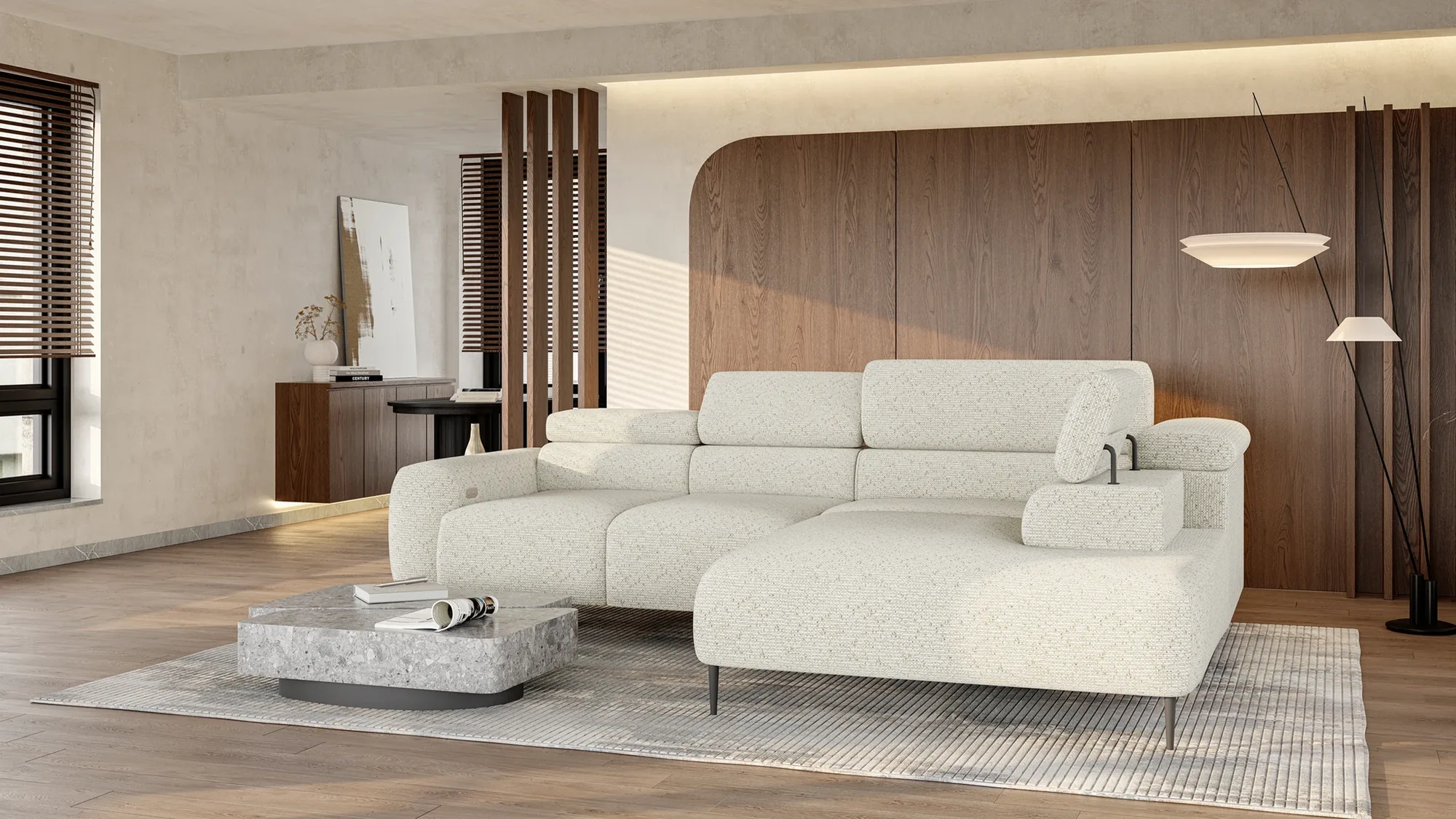 Divano angolare relax con seduta elettrica NALDO L – ambientazione