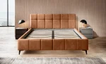 Polster-Doppelbett mit Bettkasten NAOMI – Frontansicht, im Raum