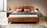 Polster-Doppelbett mit Bettkasten NAOMI – Frontansicht, im Raum