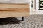 Boxspring-Doppelbett mit Bettkasten NEBIA – Detail, im Raum