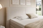 Boxspring-Doppelbett mit Bettkasten NEBIA – Detail, im Raum