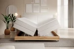 Boxspring-Doppelbett mit Bettkasten NEBIA – Funktion geöffnet, im Raum